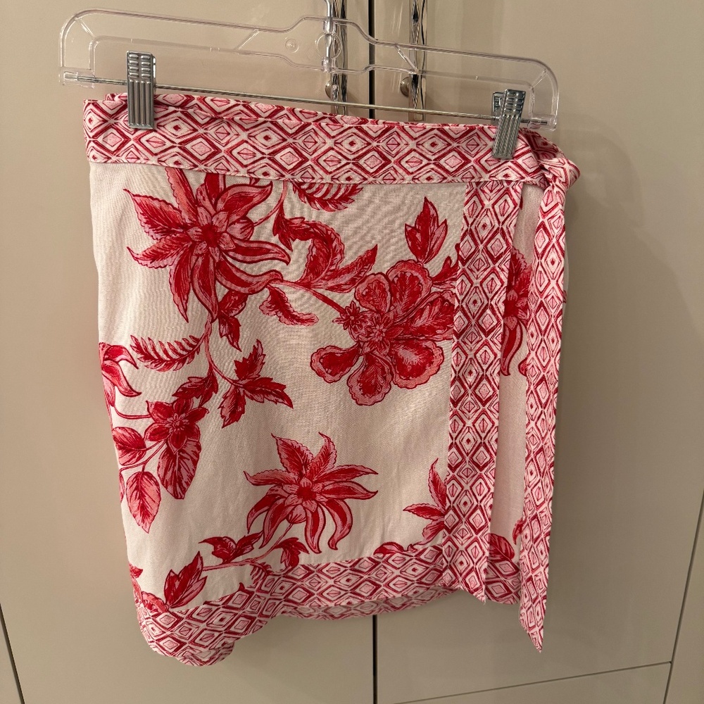 Zara red/white wrap skirt, Size S